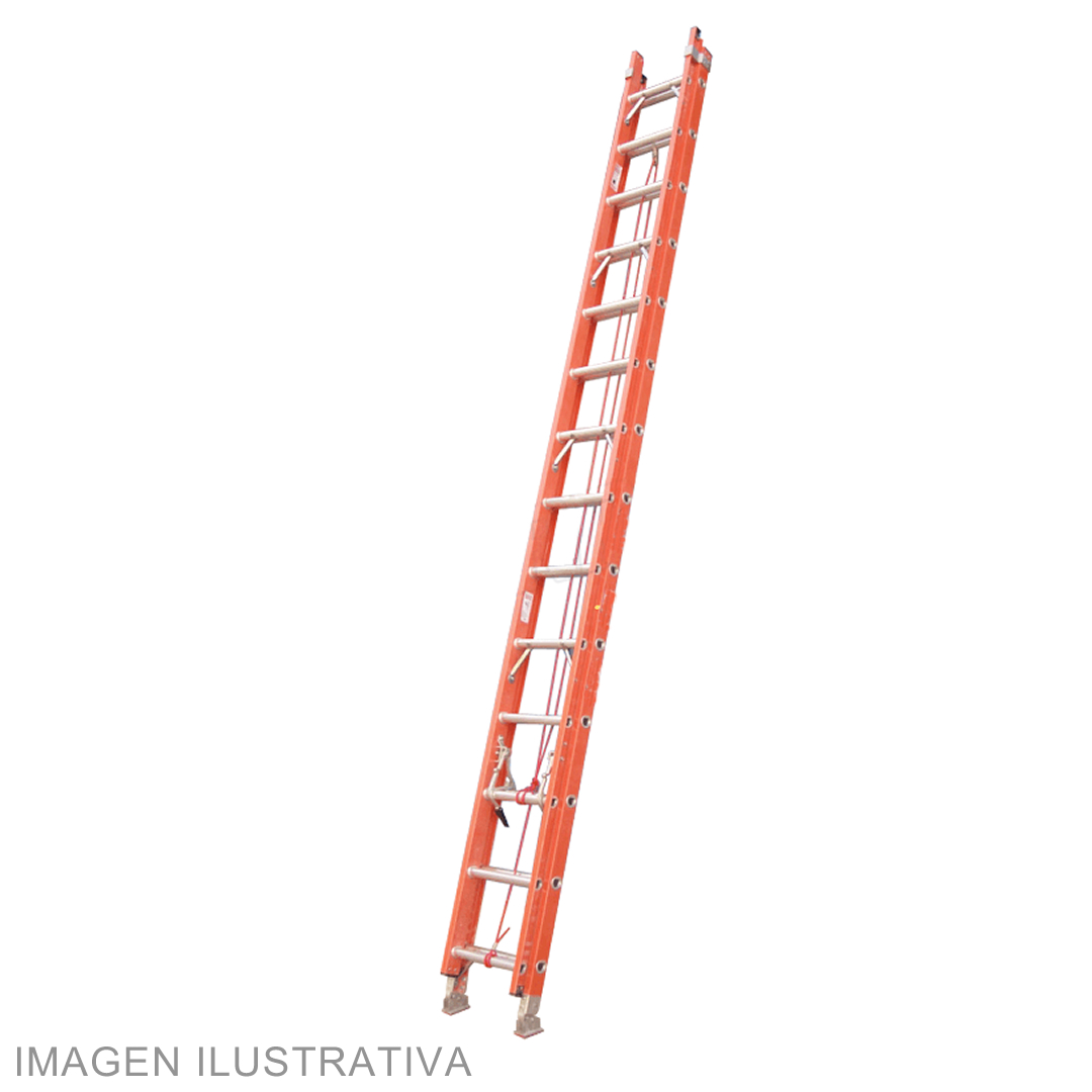 ESCALERA DIALÉCTRICA EXTENSIBLE CON 10 ESCALONES + APOYA POSTE (CÓD. 332)